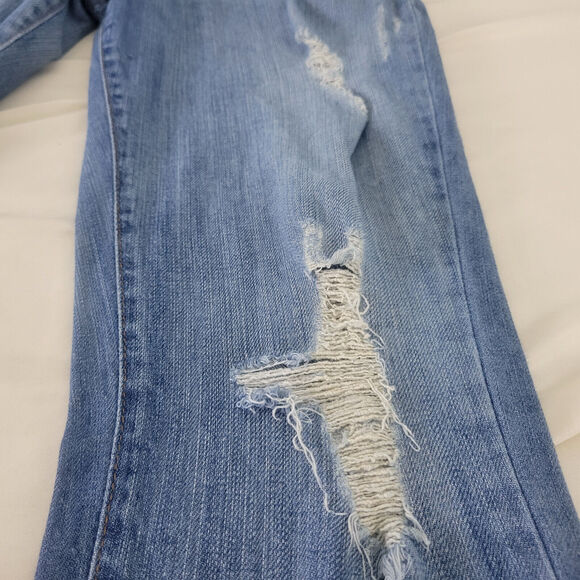 GJG Jeans Juniors 9 Blue Denim Low‎ Rise Womens Destroyed Skinny Leg Distressed - Picture 14 of 16